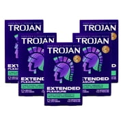 Trojan Extended Pleasure Condoms with Desensitizing Lubricant - 12 Count - Pack of 5