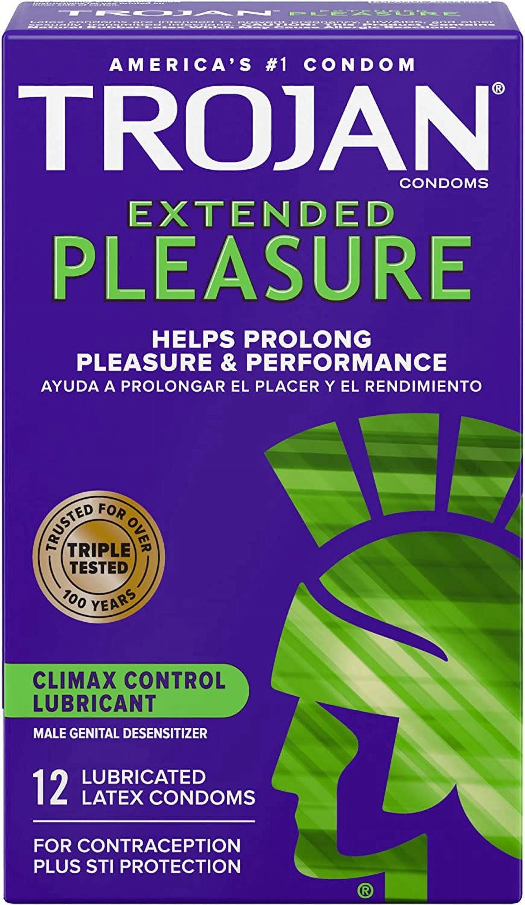 Trojan Extended Pleasure Latex Condoms, Climax Control Lubricant
