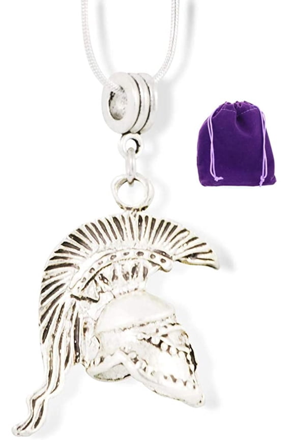 Trojan Helmet Charm Snake Chain Necklace Jewelry