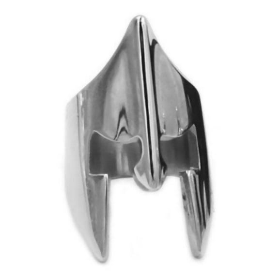 Trojan Helmet Ring Mens Black Silver Stainless Steel 300 Spartan Warrior Band