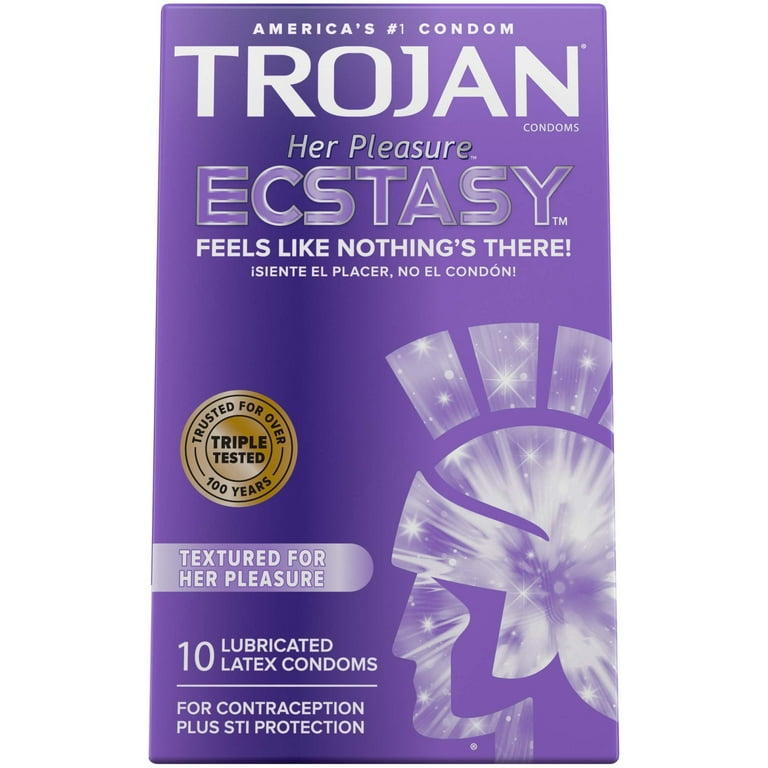 Trojan Her Pleasure Ecstasy Lubricated Condoms - 10 Count (Pack of
