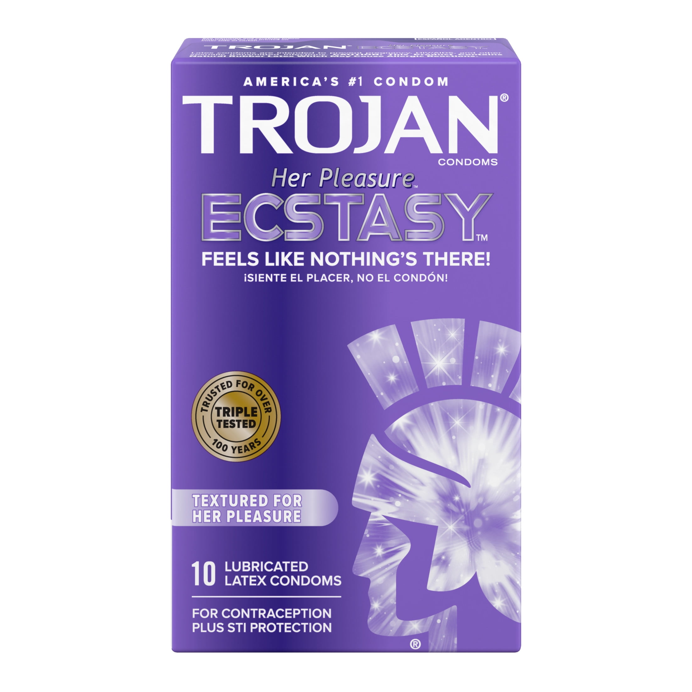 Trojan Her Pleasure Ecstasy Lubricated Condoms - 10 Count