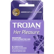 Trojan Her Pleasure Sensations Lubricated Condoms, 3ct