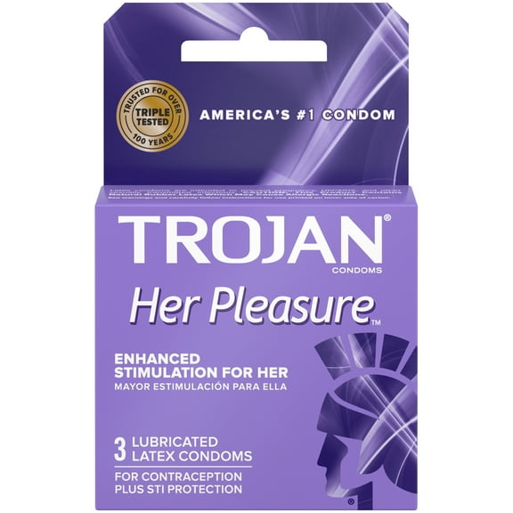 Trojan Her Pleasure Sensations Lubricated Condoms, 3ct