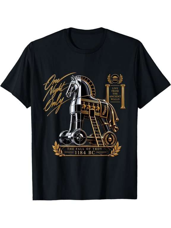 Trojan Horse One Night Only Fall of Troy Greek Mythology Art T-Shirt