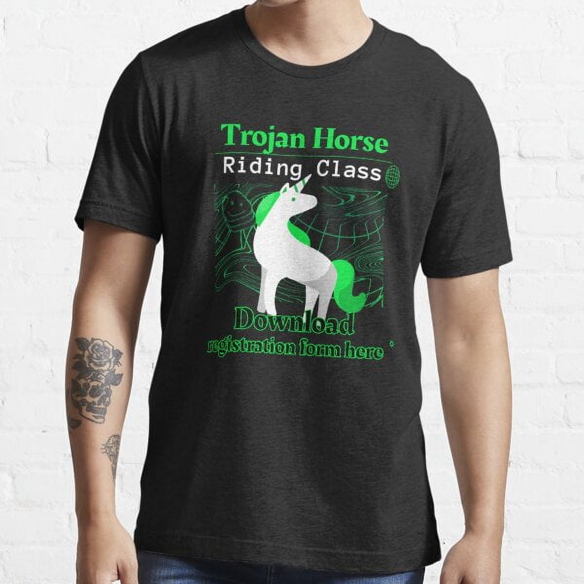 Trojan Horse Riding Class Funny Computer Hacker Desig Essential T