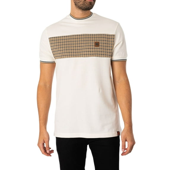Trojan Houndstooth Panel T-Shirt, Beige