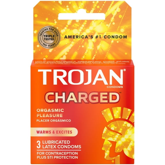 Trojan Intensified Charged Orgasmic Pleasure Condoms - 3 ea, Pack of 6