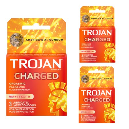 Trojan Intesified Charged Lubricant Latex Condoms - 3 Ea, 3 Pack