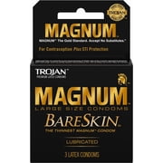 Trojan Magnum Bareskin Lubricated Latex Condoms, 3 Ea