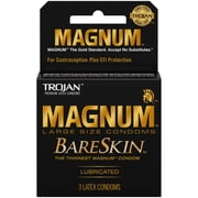 Trojan Magnum Bareskin Male Condoms, 3Count Pack of 5