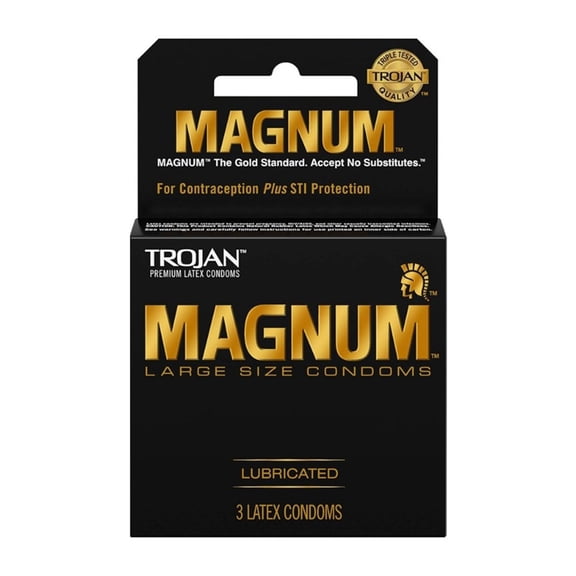 Trojan Magnum Condoms, Latex, Lubricated, Large Size, (Pack of 3) - Total 9