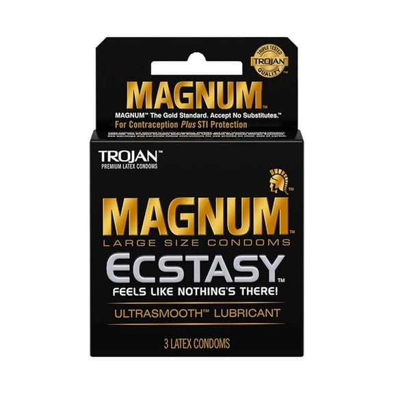 Trojan Magnum Ecstasy Ultra Smooth Lubricant Latex Condoms, (Pack of 3) - Total 9