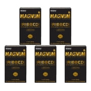Trojan Magnum Heightened Condom Sliky Smooth Ribbed Lubricated 12ct, 5-Pack