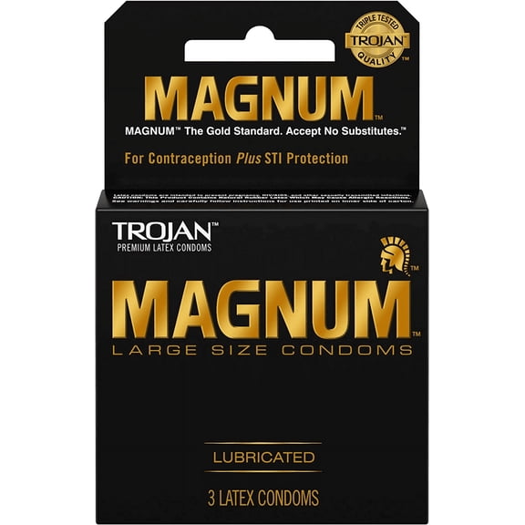 Trojan Magnum Large Size Condoms Lubricated for Comfort & Sensitivity - Choose Count Lubricated Condom Latex