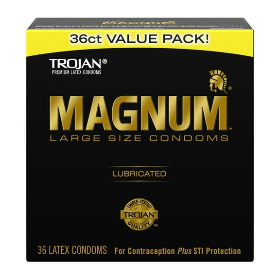 Trojan Magnum Lubricated Large Condoms, Lubricated Condoms, 36 Count Pack