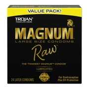 Trojan Magnum Raw Large Size Condoms - 24 Count