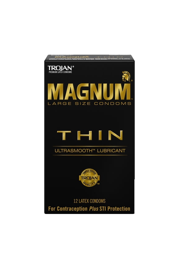 Magnum Thin Large Size Lubricated Condoms, 12 Count