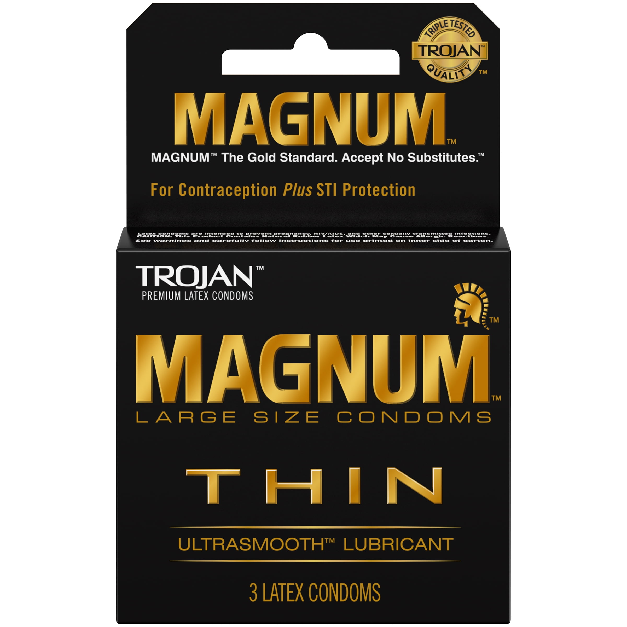 TROJAN MAGNUM CONDOMS Trojan Magnum Thin Ultrasmooth Lubricant Large Size Condoms - 3 Ea