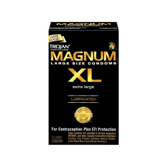 Trojan Magnum XL Large Size Lubricated Latex Condoms - 12 Count