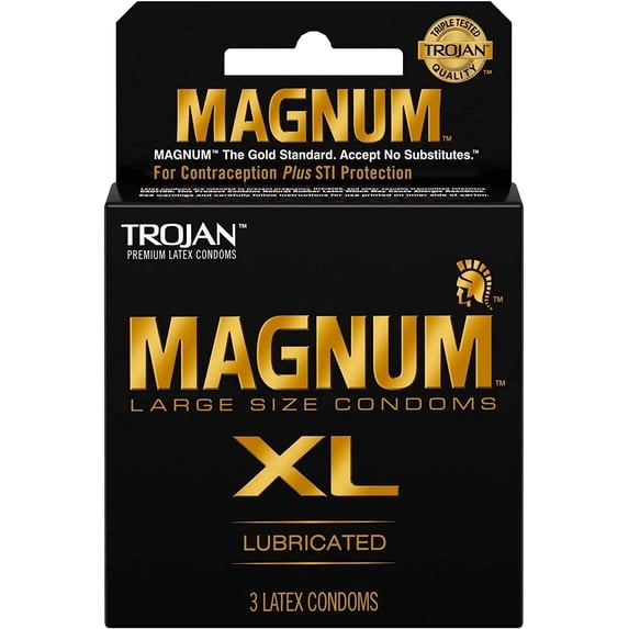 Trojan Magnum XL Large Size Lubricated Latex Condoms - 3 Count