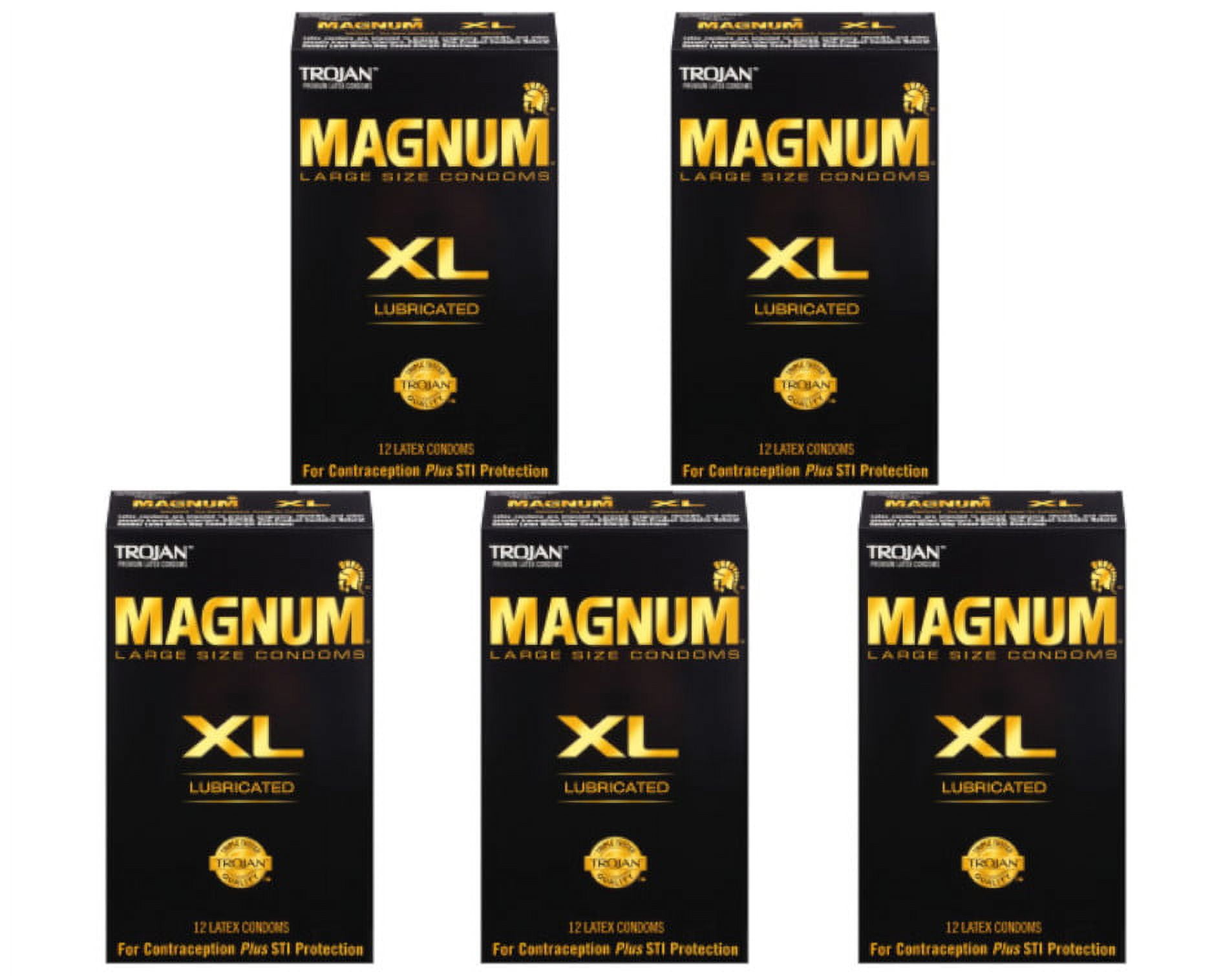 Trojan Magnum XL Lubricated Condoms 12 ct, 5 Pack