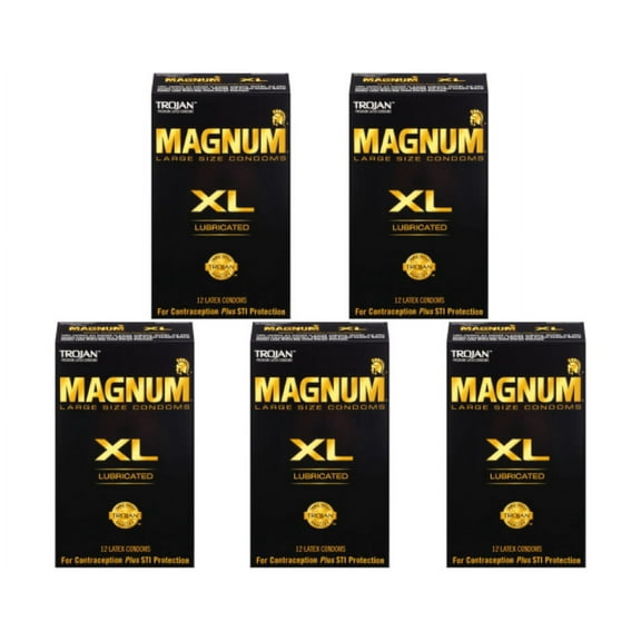 Trojan Magnum XL Lubricated Condoms 12 ct, 5 Pack