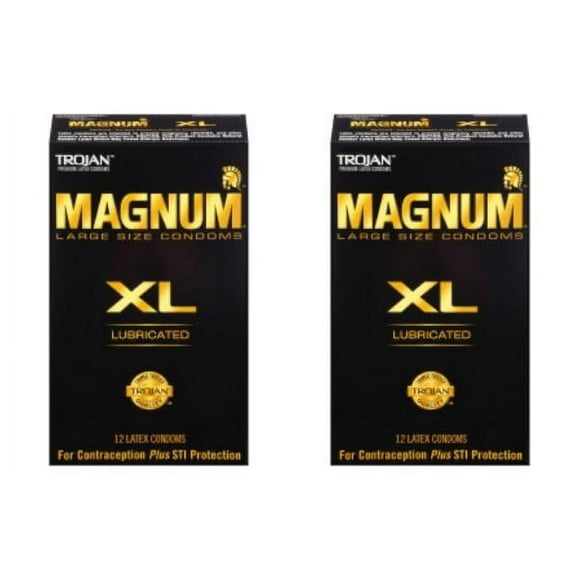 Trojan Magnum XL Lubricated Large Size Latex Condoms - 12 Count Pack of 2