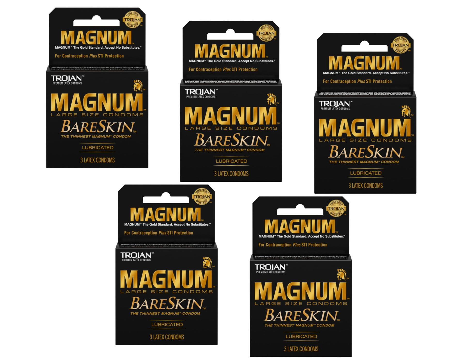 Trojan Magum Bareskin Large Size Condoms - 3 Count (Pack of 5 ...
