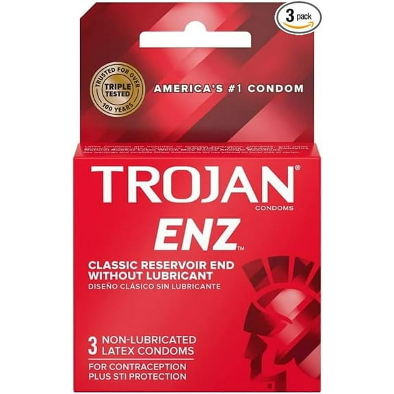 Trojan Non-Lubricated Premium Latex Condoms 3 ct (Pack of 6)