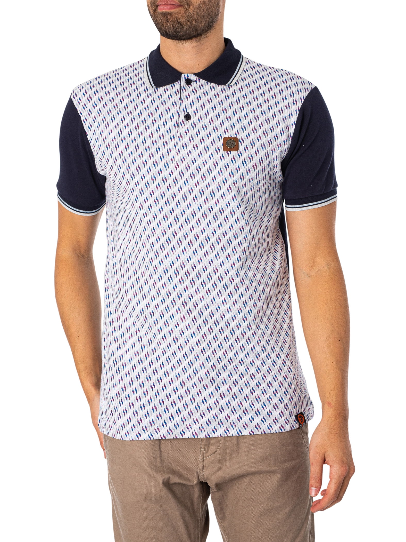 Trojan Ottoman Jacquard Panel Polo Shirt, Blue - Walmart.com