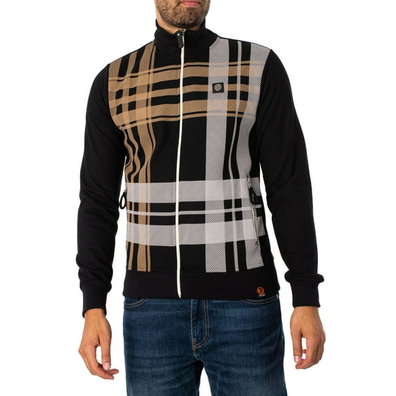 Trojan Oversize Check Track Jacket, Black