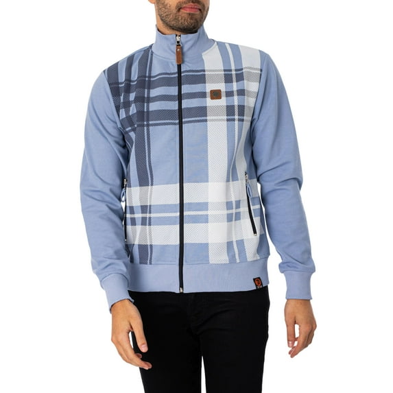 Trojan Oversize Check Track Jacket, Blue