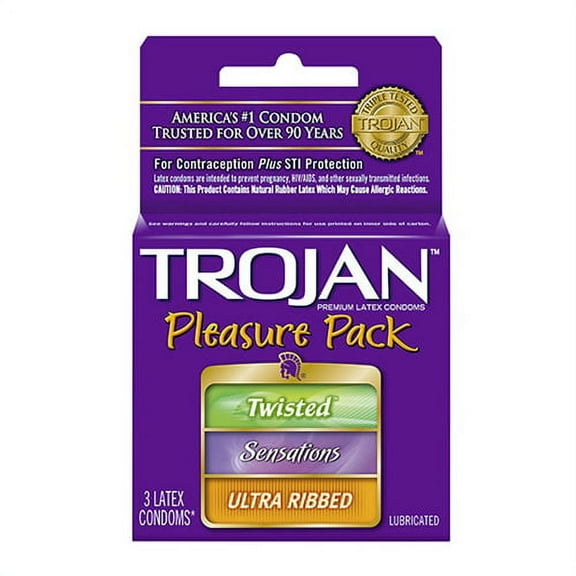 Trojan Pleasure Pack Ultra Ribbed Lubricated Condoms - 3 Ea, 6 Pack