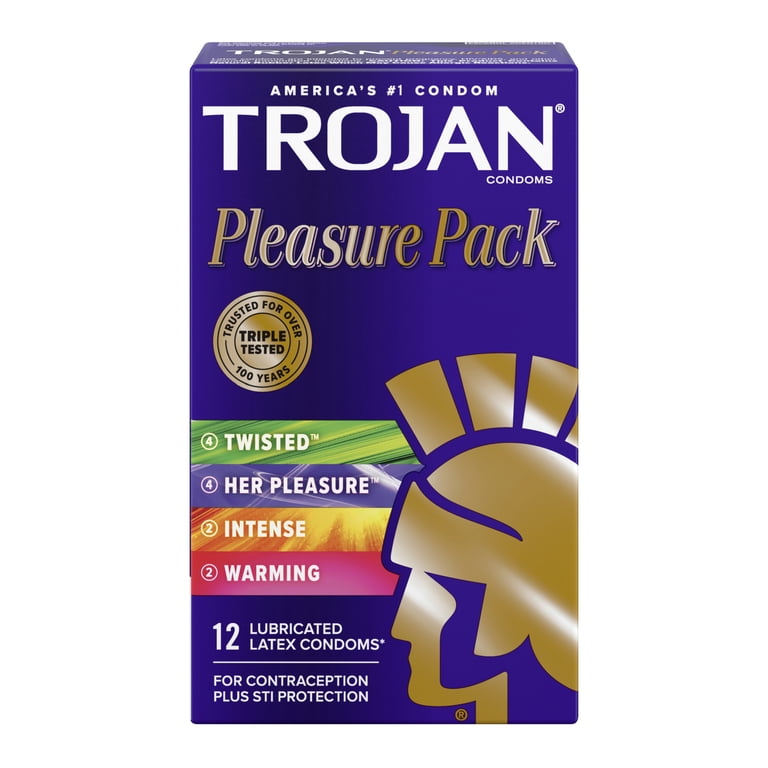 Trojan Pleasure Variety Pack Lubricated Condoms, 12 Count, 1 Pack -  Walmart.com