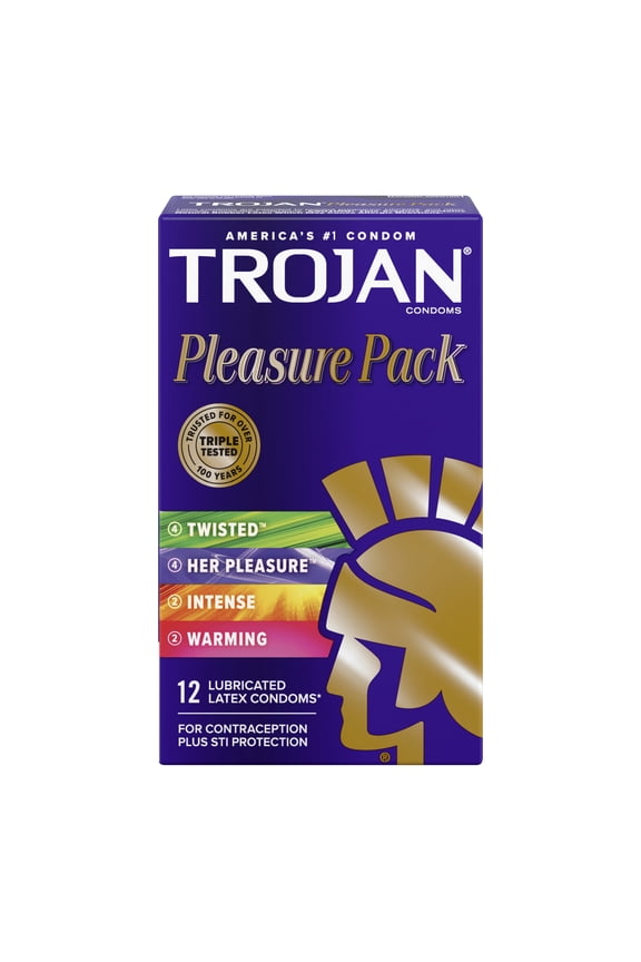 Pleasure Variety Pack Lubricated Condoms, 12 Count, 1 Pack