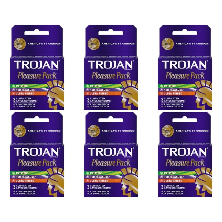 Trojan Pleasure Variety Pack Lubricated Condoms 3 Count