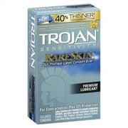 Trojan Premium Lubricated Latex Condoms BareSkin 40% Thinner 10 Ct, 4-Pack
