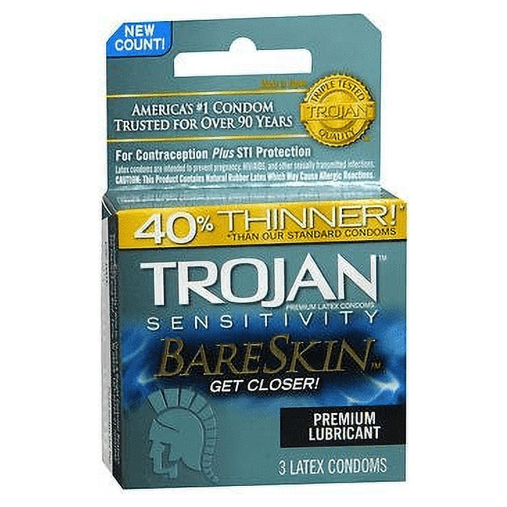 Trojan Sensitivity BareSkin Lubricated Premium Latex Condoms - 3 ct, Pack of 3