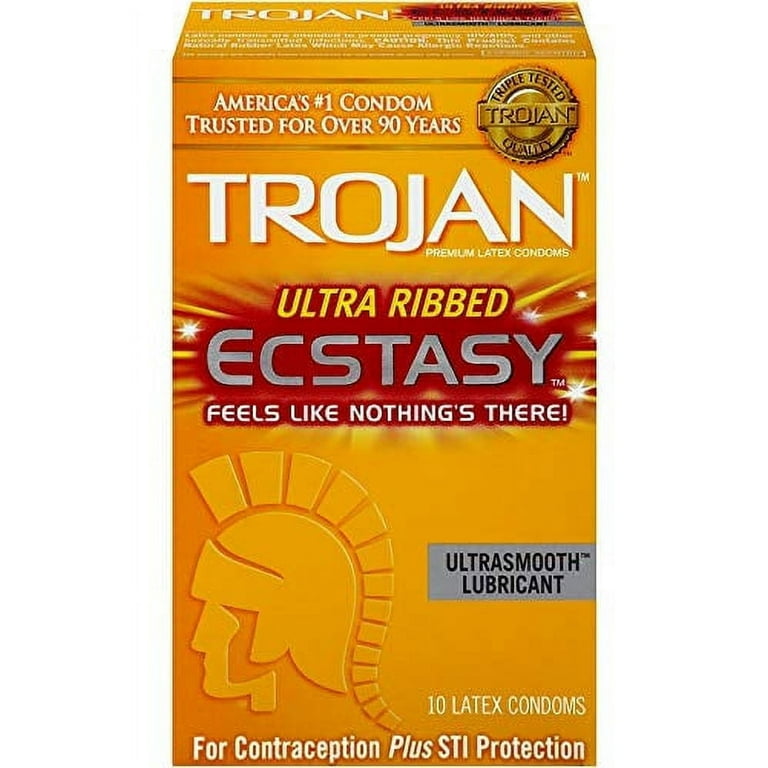 Trojan Stimulations Ecstasy Lubricated Premium Latex Condoms, 10