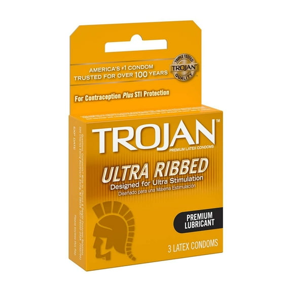 Trojan Stimulations Ultra Ribbed Lubricated Condom  3ct (Pack of 12)