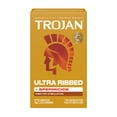 thumbnail image 1 of Trojan Ultra Ribbed Plus Spermicide Latex Lubricated Ribbed Condoms, 12 Count, 1 of 11