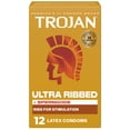 thumbnail image 1 of Trojan Ultra Ribbed Plus Spermicide Latex Lubricated Ribbed Condoms, 12 Count, 1 of 12