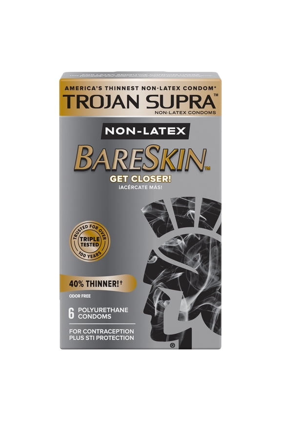 Supra Non-Latex Bareskin Lubricated Condoms, 6 ct