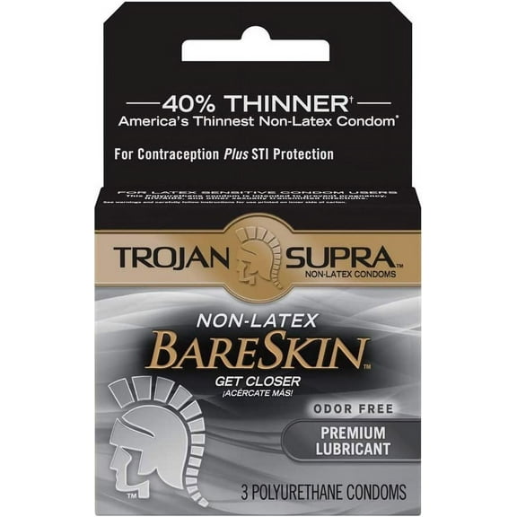 Trojan Supra Premium Non Latex Condoms, Microsheer Polyurethane - 3 Each, 3 Pack