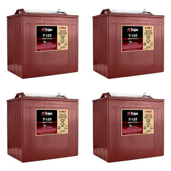 Trojan T-125 240Ah, 6V Deep Cycle Battery - 4 Pack