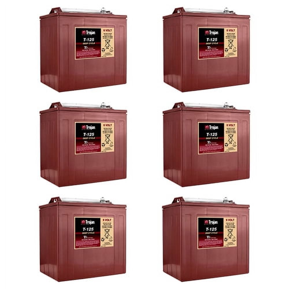 Trojan T-125 6V 240Ah Flooded Lead Acid GC2 Deep Cycle Battery x6