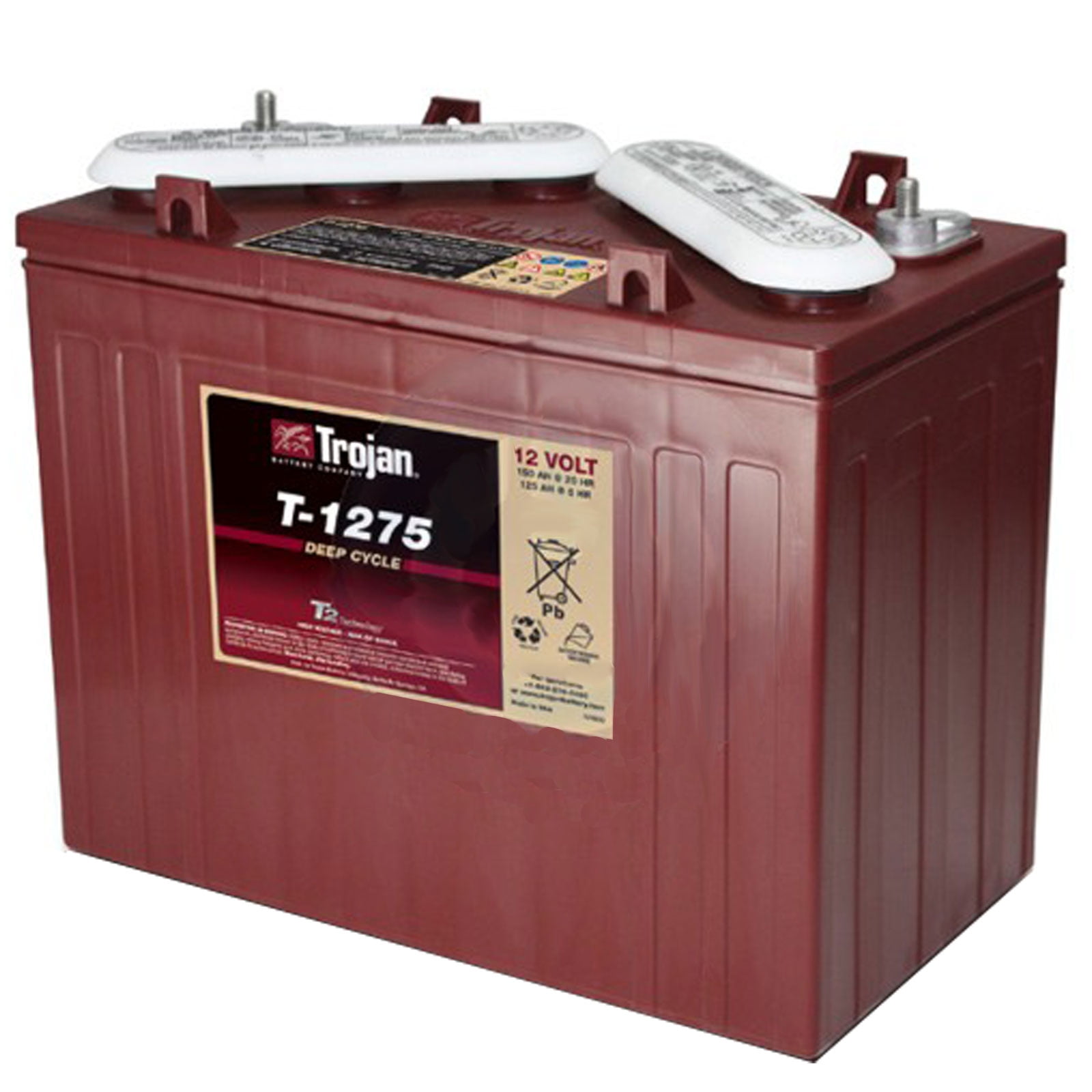Trojan T-1275 12V 150Ah Deep Cycle Flooded Lead Acid Golf Cart Battery