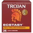 thumbnail image 1 of Trojan Ecstasy Ribbed Bulbous Shape Latex Premium Lubricated Condoms, 26 Count, 1 of 10
