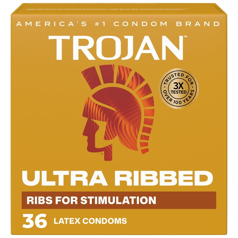 Trojan Ultra Ribbed Premium Latex Lubricated Thin Condoms for Men, 36 Count  HSA/FSA Eligible